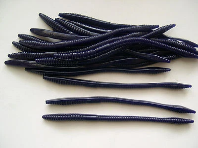 DOLITTLE & FISHMORE 25 pk - 6" Finesse Worms - BLACK GRAPE-SALT & SCENT - Bulk Lot-BASS FISHING-USA