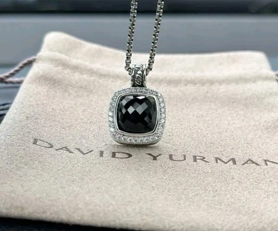 DAVID/YURMAN 925 Sterling Silver 11mm Albion Pendant Black Onyx 18 inches - Image 1 of 4