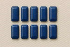 Piedra preciosa de corte rectangular de lapislázuli para diseños de joyas elegantes modernos azules profundos - Imagen 1 de 9