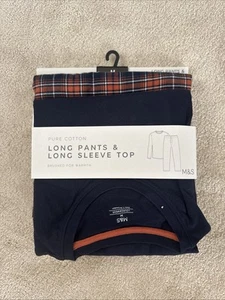 Marks and Spencer Pure Cotton Long Pants and Long Sleeve Top Men’s Loungewear M - Picture 1 of 7