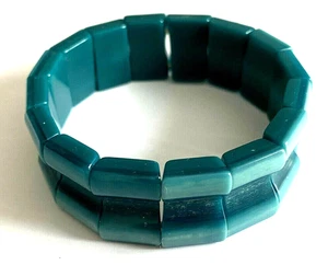 Superbe BRACELET VINTAGE Noir BLEU canard nuancé  ! - Imagen 1 de 12