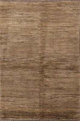 Handmade Solid Modern Gabbeh Area Rug 4x5 Ft Oriental Accent Wool Carpet - Image 1 of 4