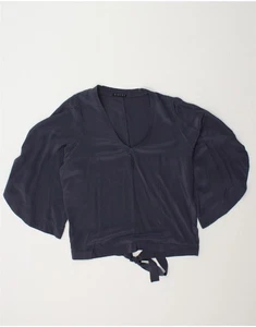 SISLEY Womens 3/4 Sleeve Blouse Top UK 14 Medium Navy Blue AU12 - Picture 1 of 3