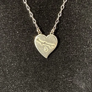 "Collar Sagrado Corazón de Jesús plata de ley 925 espinas sangre colgante poema de 18""" - Imagen 1 de 5