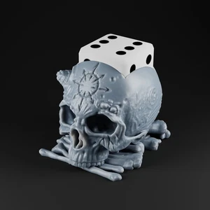 Wargaming Chaos Totenkopf Wundzähler / Würfelhalter - für 12mm sechsseitige Würfel - Bild 1 von 2