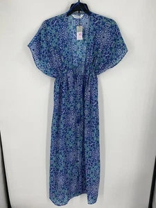 Primark blau Blumen Maxi Schwimmen Coverup Kleid Dolman Ärmel Gr. XS - Bild 1 von 3