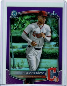 2025 Bowman Chrome - Prospects Hiverson Lopez #BCP-196 rifrattore viola /250 - Foto 1 di 2
