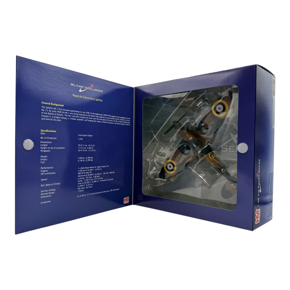 Hobby Master HA7804 1:48 Spitfire "K9795" RAF 19 Sqn, Duxford 1938, Diecast Foto 1 de 4