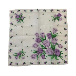 Purple Tulip Organdy Bridesmaid Handkerchief Wedding Vintage Cottagecore - Picture 1 of 5