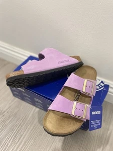 Birkenstock Arizona Women Big Buckle Slide Sandal Crocus Narrow Fit US-6/ EU-37 - Picture 1 of 21