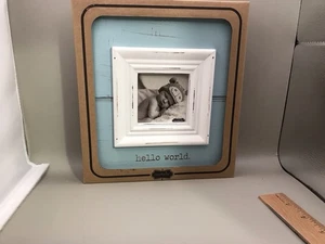 Mud Pie Hello World Picture Frame Holds 4x6 Picture 8”x8” - Picture 1 of 3