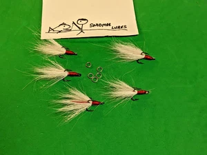 5 Größe 6 angezogene Drillinge Haken Angeln Bucktail Haarersatz mit geteilten Ringen - Bild 1 von 6