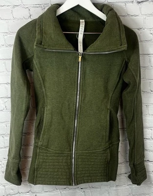 Chaqueta LULULEMON Radiante Para Mujer Cremallera Completa Verde Oliva Talla 4 Yoga Atlética Foto 1 de 4