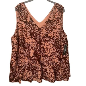 Zac & Rachel Damen Top Größe 1X Ärmellos Blumen Bluse Stufen Rüschen Neu - Bild 1 von 11