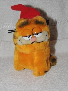 Vintage Peluche Garfield che indossa cappello Babbo Natale ottimo pulito 6" Dakin 1981 Corea - Foto 1 di 2