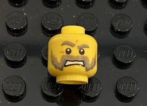 LEGO Yellow Minifig Head, Angry Open Mouth Scowl W/ Teeth Pattern, Mean Vicious - Picture 1 of 1