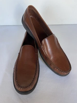 Бас женщин туфли 10 М коричневый желтовато-коричневый кожаный мокасины Majesta простоя повседневный вождения плоский - Изображение 1 из 4