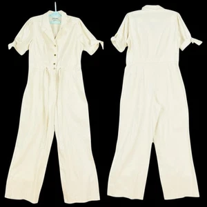 Shelby & Palmer Damen Stretch Off-White Gürtel Overall Größe 12 gerade Neu mit Etikett - Bild 1 von 17