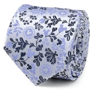 Corbata Disney Mickey Mouse Floral Silueta Azul y Blanco - Imagen 1 de 5