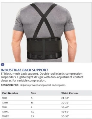 BH DJO 工业背部支撑中号-有助于提升和防止背部受伤 — 第 1/2 张图片