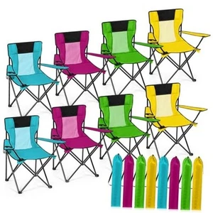 Breathable Folding Camping Chairs with Cupholder and Carry Bag Portable - Picture 1 of 7