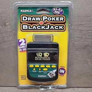 Radica Draw Poker and Blackjack 21 Handheld Game TESTED WORKS w/ Packaging OPEN - Picture 1 of 8