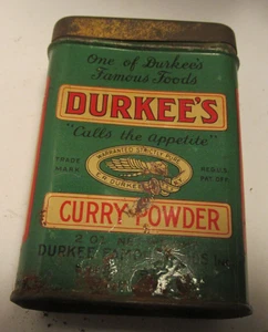 Lata de especias vintage 3" tipo antiguo lata-Durkee's Curry Powder Elmhurst, Nueva York, - Imagen 1 de 3