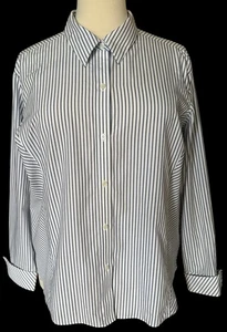 Liz Claiborne Damen bügelfreies Hemd mit Knopfleiste blau weiß gestreift Übergröße 20W - Bild 1 von 9