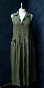 Frank And Eileen Green Daphne Linen Tank Dress Sz L - Bild 1 von 9