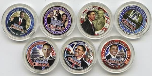 President Barack Obama 7-Coin Set Colorized Quarters - Gold-plated - P82 - Picture 1 of 2
