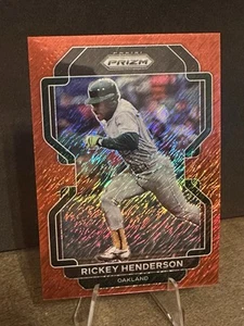 Estuche Panini Prizm FOTL 2022 Rickey Henderson/7 Red Shimmer SSP Hit Oakland A’s - Imagen 1 de 11