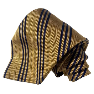 Brooks Brothers Makers Seidenkrawatte diagonal gestreift gold marineblau Herren 4" x 57" - Bild 1 von 7