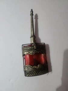 Antique Moroccan Red Glass Perfume Bottle Sprinkler - Picture 1 of 6