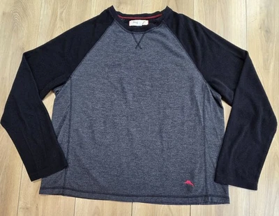 Camisa Pullover Tommy Bahama Para Hombre Talla XL, Sensación Suave, Manga Larga, Gris/Negro, Logo Foto 1 de 4