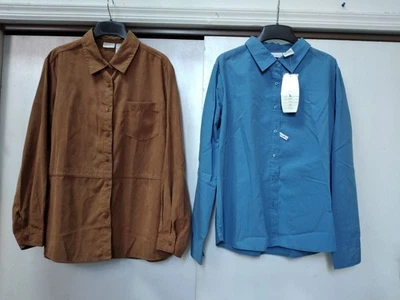 NWT White Stag Shirt Lot of 2 Women's XL Long Sleeve Button Up Brown Blue NEW BN - Image 1 of 4