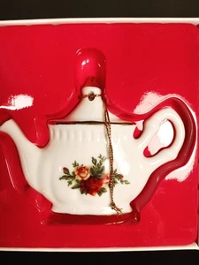 1998 Royal Albert Old Country Roses Teapot Ornament Christmas Ornament IOB - Picture 1 of 5