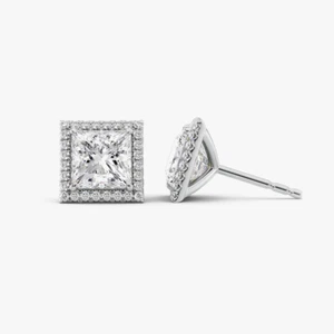 Diamond Women Earring Lab Grown Princess 2.30 Carat IGI Certified 18k White Gold - Picture 1 of 11