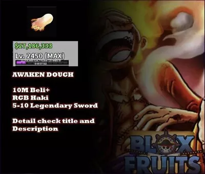 Blox Fruit, Level 2550Max, Awaken Dough, GodHuman, Cursed Dual Katana, Hallow scythe, Soul Guitar, Unverified Account