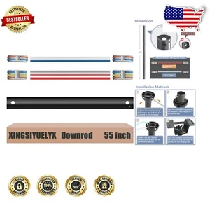 55" Ceiling Fan Downrod - Black, Threadless, High Load Capacity, Easy Install - Picture 1 of 4