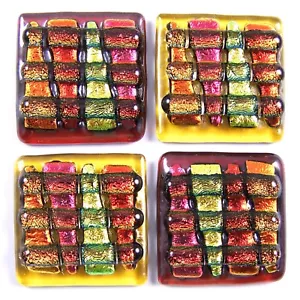 DICHROIC Glass Cabinet Knobs Drawer Pulls Gold Red Copper Amber Bathroom Kitchen - Picture 1 of 12