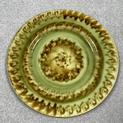 Portmadoc Cymru Wales Pottery Dinner Plate 11” Green And Brown Swirl - Image 1 of 4
