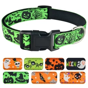 Kürbis Halloween Hundehalsband verstellbar Nylon große Hunde Geist Spinne Halsbänder XL - Bild 1 von 12