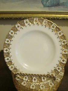 Royal Crown Derby Heraldic Gold England Set Of 9 Bread Plate 6 1/4" - Picture 1 of 5
