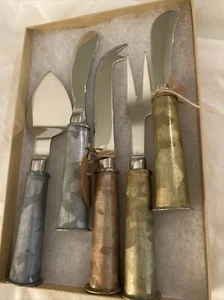 GORGEOUS Stainless Steel Metallic Spreader Butter Cheese Knives SET-6 NEW RARE - Picture 1 of 9