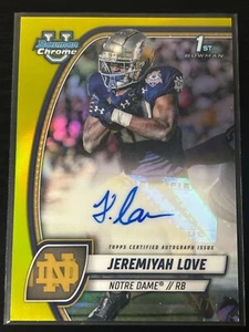 2024 Bowman University Chrome Jeremiyah Love Notre Dame Rookie Auto Yellow /75 - Picture 1 of 2
