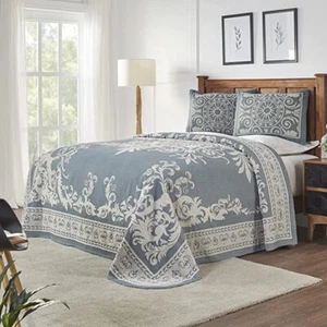 SUPERIOR Cotton-Polyester Blend Jacquard Weave Textured 3-Piece Bedspread QUEEN - Picture 1 of 1