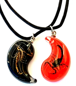 NEW BEST FRIEND Scorpion Yin Yang 2 Pendants Necklace Set BFF Friendship Ying - Picture 1 of 4