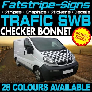 para encajar RENAULT TRAFIC SWB CHECKER BONNET GRAPHICS STICKERS STRIPES CAMPER VAN - Imagen 1 de 2