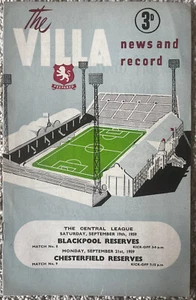 Aston Villa Reserves v Blackpool/Chesterfield Reserves 19th/21st September 1959 - Picture 1 of 4