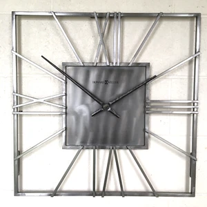 625-611 LORAIN A SQUARE 24 INCH GALLERY HOWARD MILLER WALL CLOCK brushed metal - Picture 1 of 8